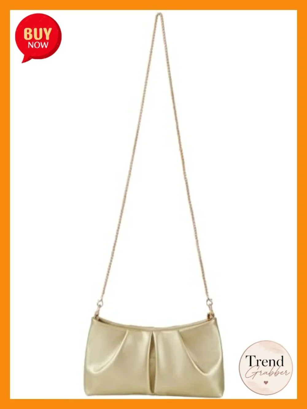 PU Leather Ruched Clutch Evening Bag with Detachable Chain Crossbody Strap
